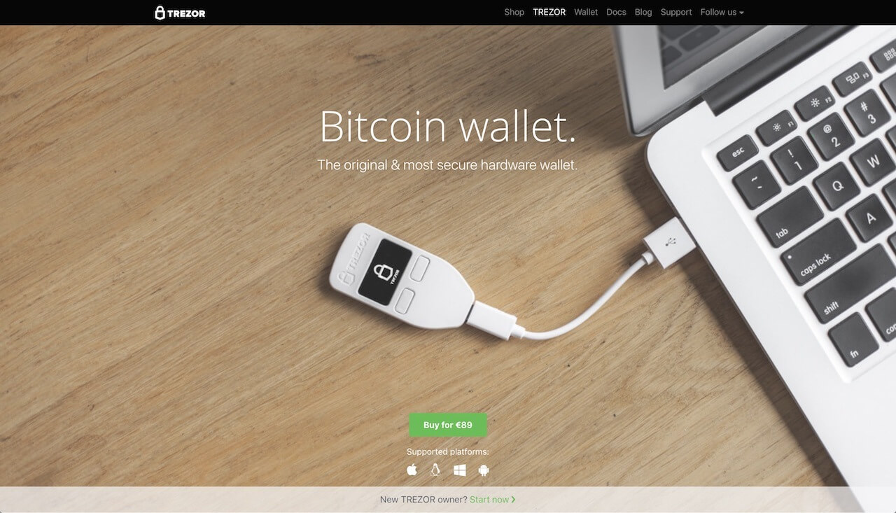 Trezor home page