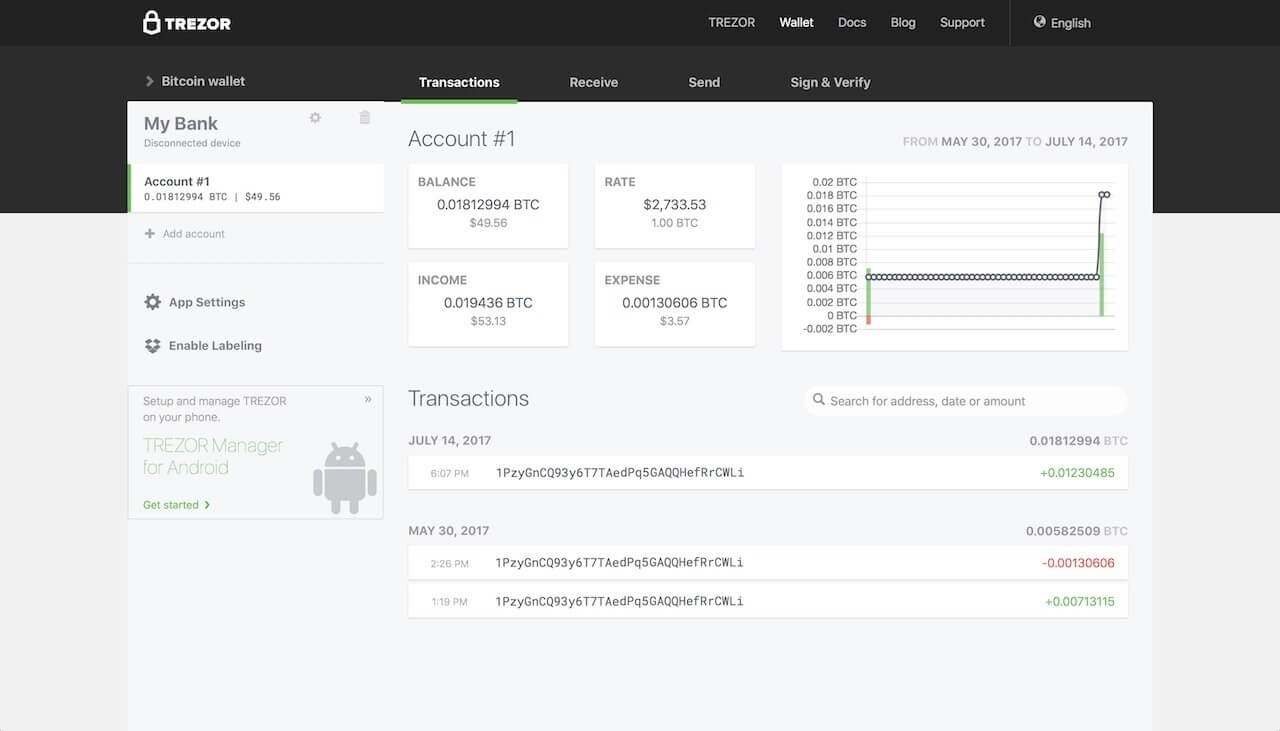 Trezor interface