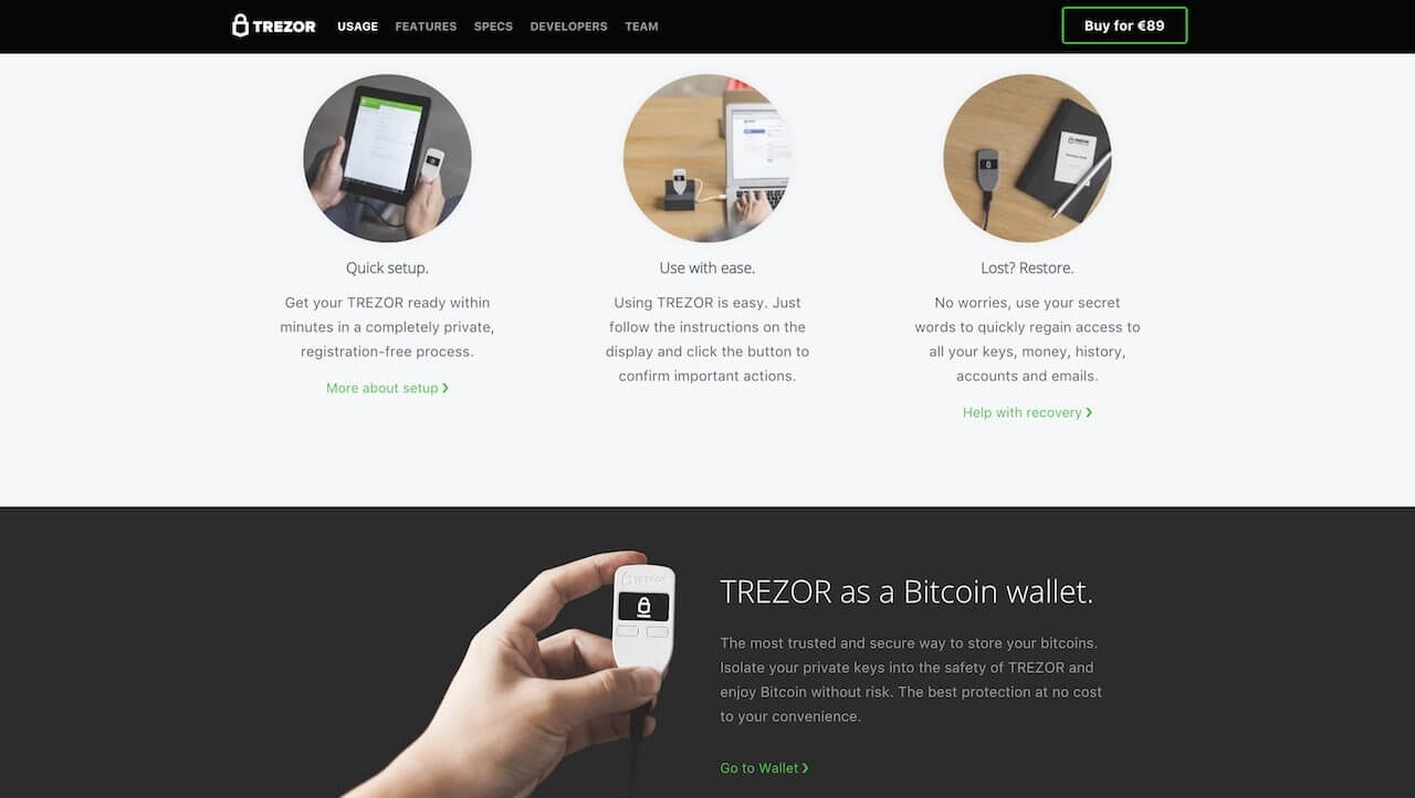 Trezor Wallet setup