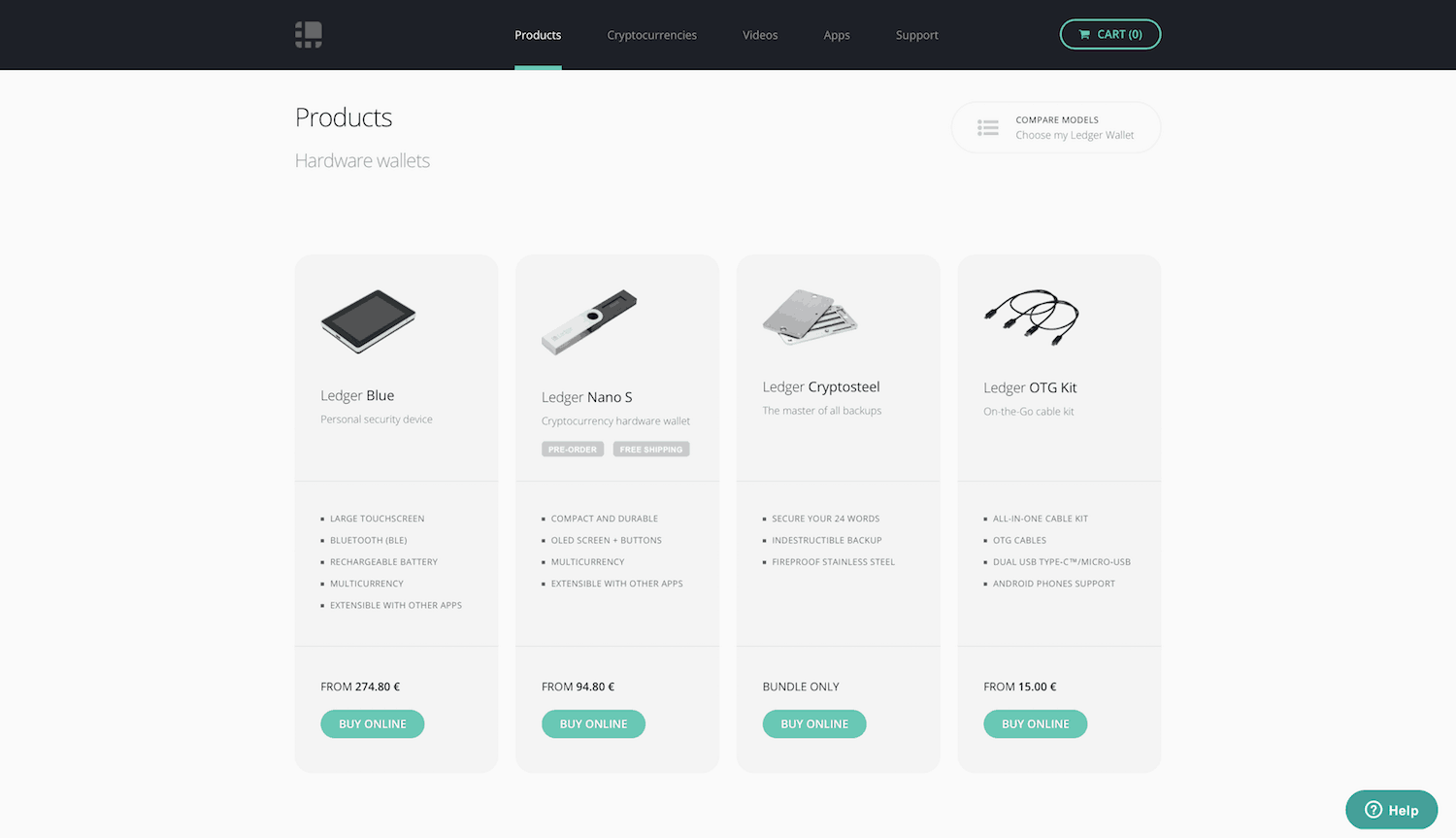 Ledger products screenshot